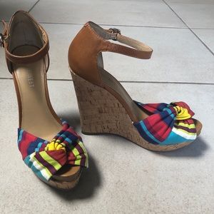 Nine West Multi Color Cork Wedge